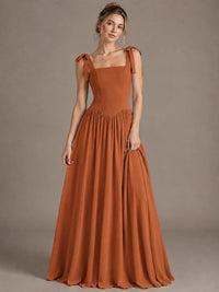Square Neck A-Line Maxi Dress
