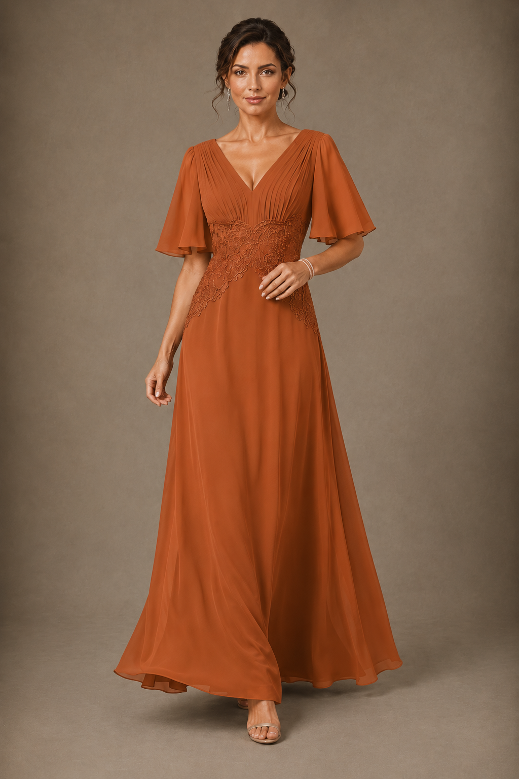 A-Line Chiffon Mother of the Bride Dress with Applique