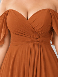 Off Shoulder Chiffon Bridesmaid Dress with Slit