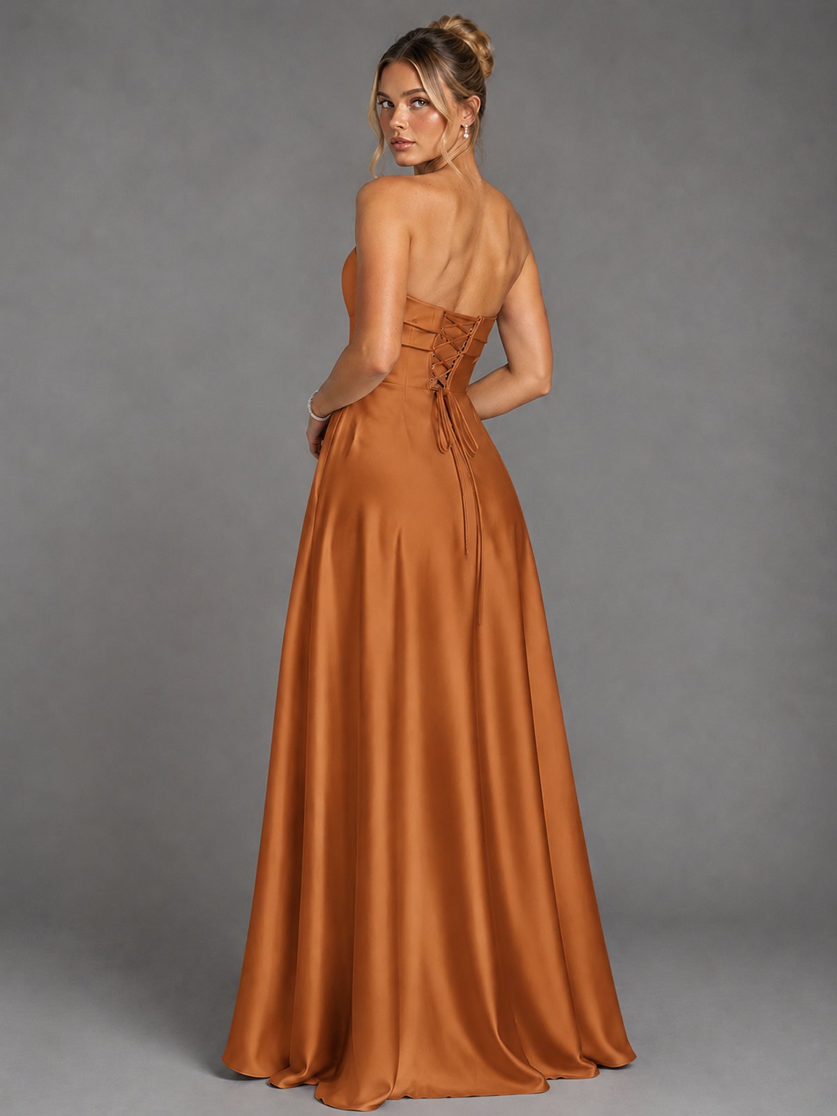 Sweetheart Neck Strapless Satin A-Line Prom Dress