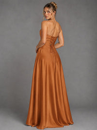 Sweetheart Neck Strapless Satin A-Line Prom Dress