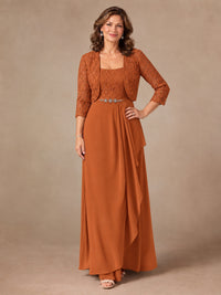 Blush Pink A-Line Mother of the Bride Dress with Lace Jacket and Ruffles
