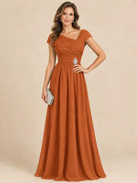 Cap Sleeve Mother of The Bride Dresses Long Chiffon Formal Gowns
