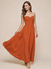 Strapless Pleated Chiffon A-Line Bridesmaid Dress
