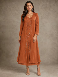 Sequin Chiffon Mother of the Bride Dress with Jacket