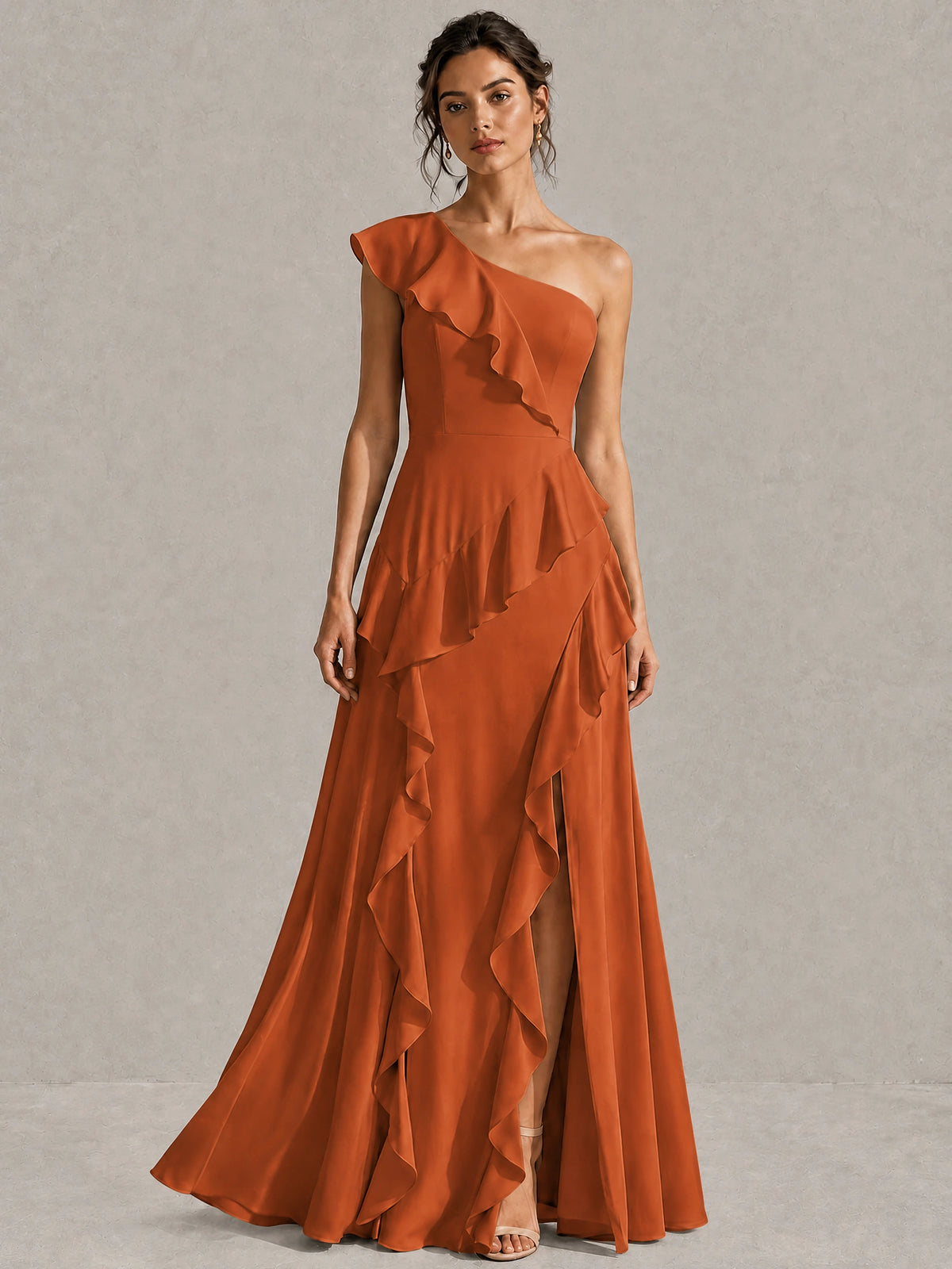 Sage Green One Shoulder Ruffle Bridesmaid Dress