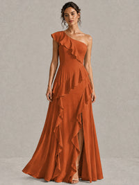 Sage Green One Shoulder Ruffle Bridesmaid Dress