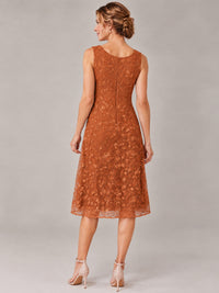 Tea Length Sequin Lace Mother of The Bride Dress with Chiffon Jacket
