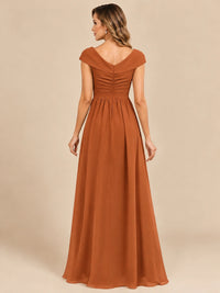 Cap Sleeve Mother of The Bride Dresses Long Chiffon Formal Gowns