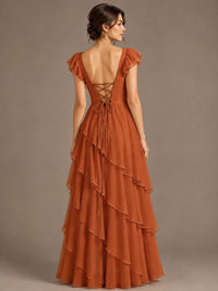 Ruffle Tiered V Neck Maxi Dress