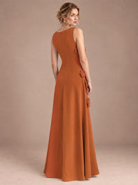 3D Floral Applique Sleeveless Formal Maxi Dress
