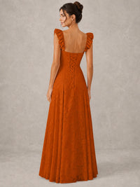 Jacquard Square Neck A-Line Maxi Dress