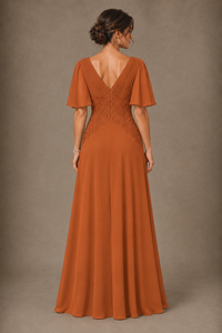 A-Line Chiffon Mother of the Bride Dress with Applique