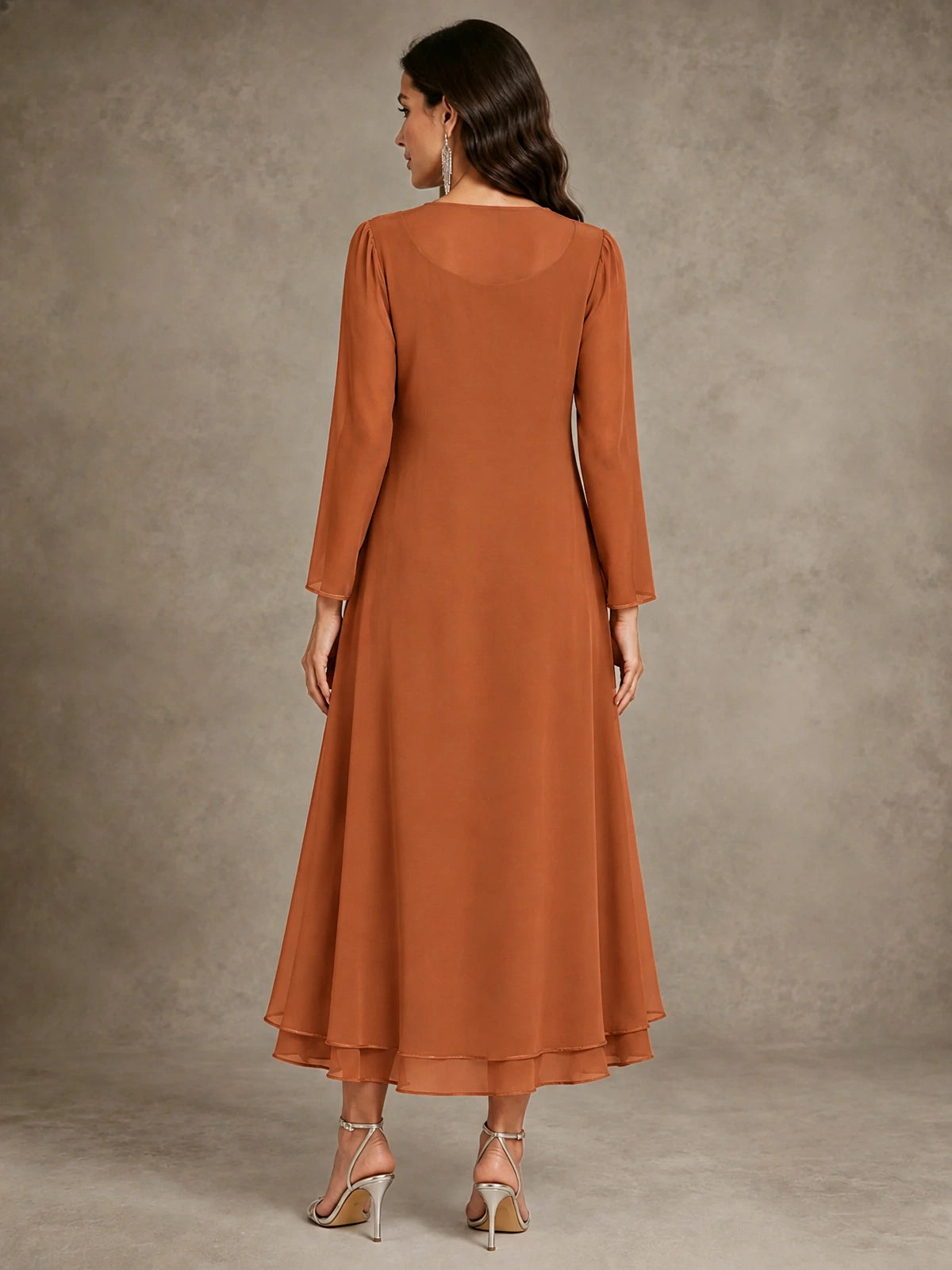 Sequin Chiffon Mother of the Bride Dress with Jacket