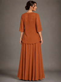 A-line 2 Pieces Chiffon Appliques Mother of The Bride Dresses with Jackets
