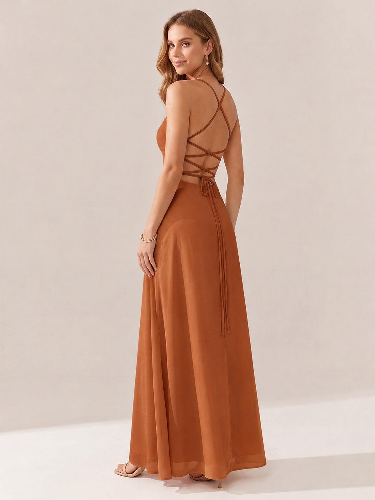 JOVELLEE Yellow Sweetheart Ruched Bust Chiffon Maxi Dress