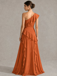Sage Green One Shoulder Ruffle Bridesmaid Dress