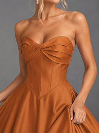 Sweetheart Neck Strapless Satin A-Line Prom Dress