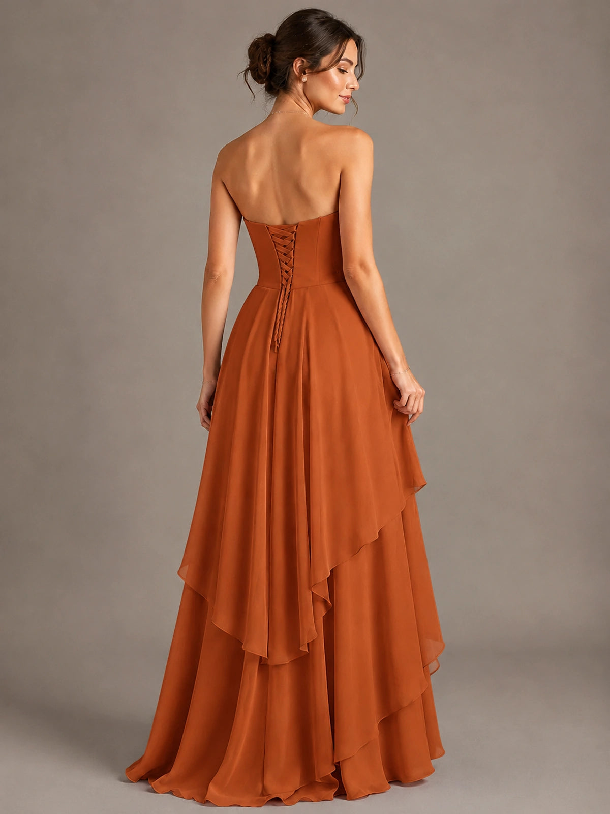 Strapless Ruffle A-Line Maxi Dress