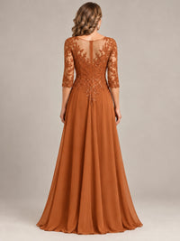 Sequin Lace A-Line Mother of the Bride Dress with 3/4 Sleeves