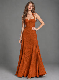A-Line Halter Floral Chiffon Maxi Dress