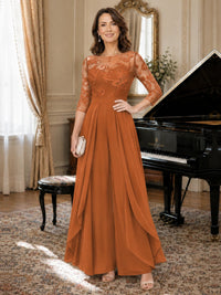 Lace Applique Wide-Leg Chiffon Mother of the Bride Jumpsuit