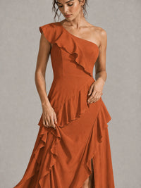 Sage Green One Shoulder Ruffle Bridesmaid Dress