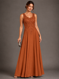 A-line 2 Pieces Chiffon Appliques Mother of The Bride Dresses with Jackets