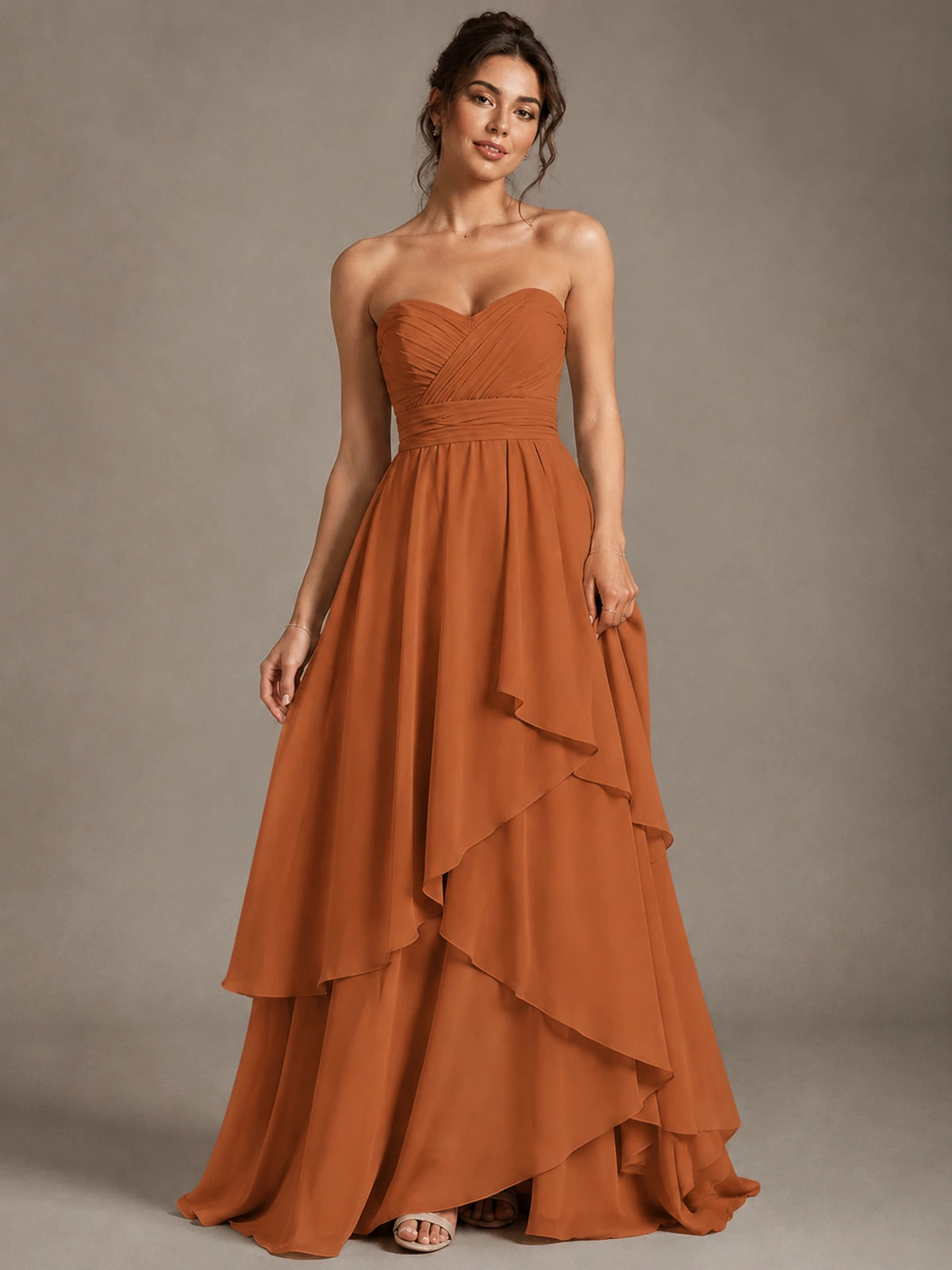 Strapless Ruffle A-Line Maxi Dress