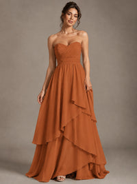 Strapless Ruffle A-Line Maxi Dress