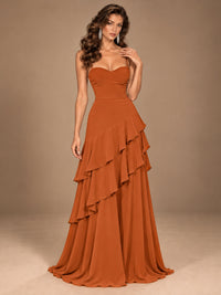 Sweetheart A-Line Ruffle Prom Dress with Spaghetti Straps