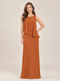 Cape Sleeve Mother of the Bride Dress with Asymmetrical Overlay