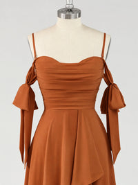 A-Line Ruffles Chiffon Bridesmaid Dress with Slit
