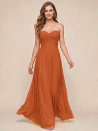 Strapless Pleated Chiffon A-Line Bridesmaid Dress