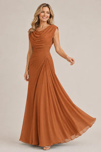 Cowl Neck Ruched Chiffon Mother of the Bride Dress