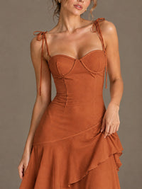 Spaghetti Strap Tiered Ruffles Chiffon Prom Dress