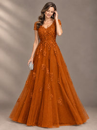 Lace Appliques A-line Mother of The Bride Dresses with Short Sleeves