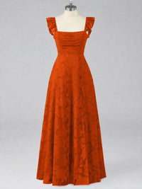 Jacquard Square Neck A-Line Maxi Dress