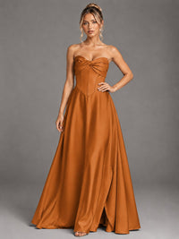 Sweetheart Neck Strapless Satin A-Line Prom Dress