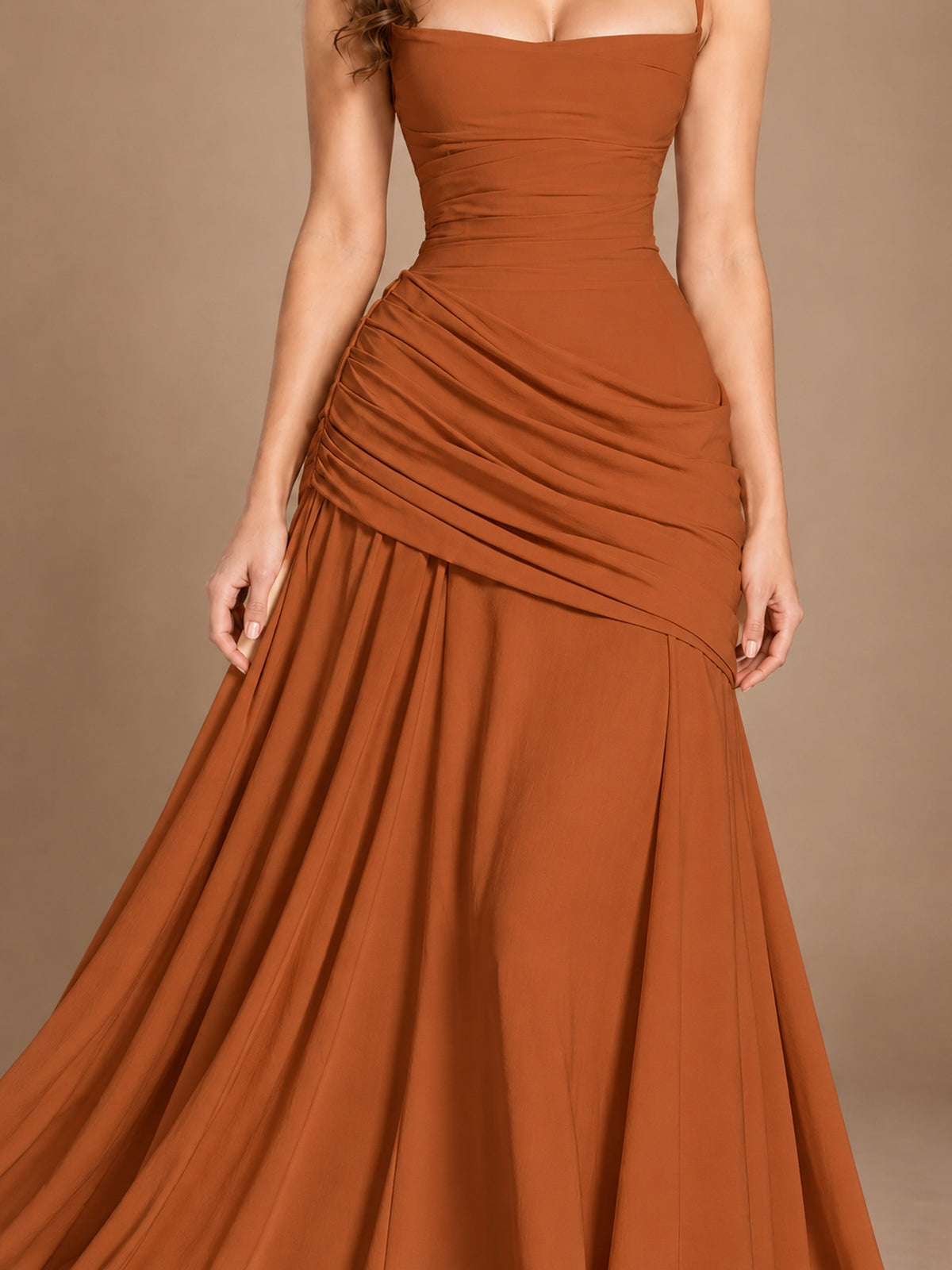 Butter Yellow Square Neck Ruched A-Line Prom Dress