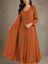 Sequin Chiffon Mother of the Bride Dress with Jacket