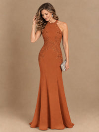 Halter Neckline Lace Appliques Mother of The Bride Dresses