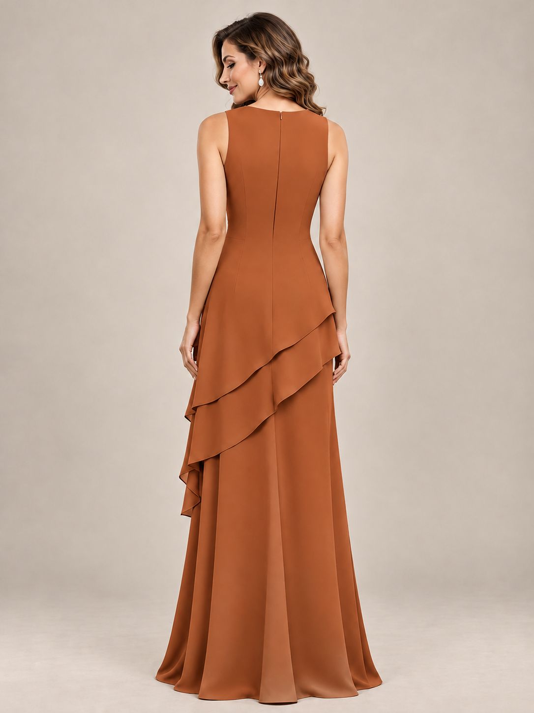 Dusty Blue Two-Piece Chiffon Mother of the Bride Dress with Jacket