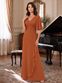 V-Neck Chiffon Lace Mother of the Bride Dresses