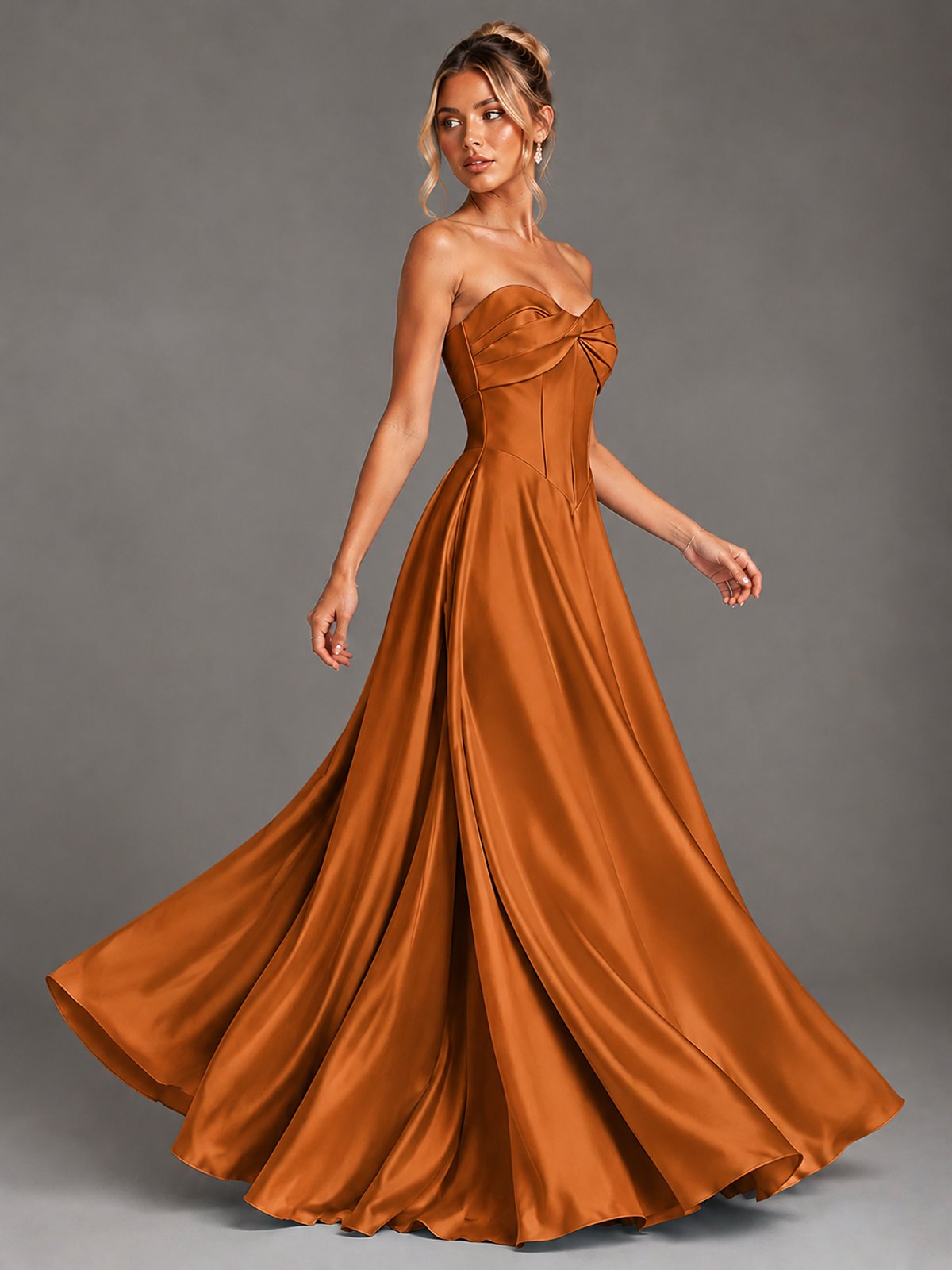 Sweetheart Neck Strapless Satin A-Line Prom Dress