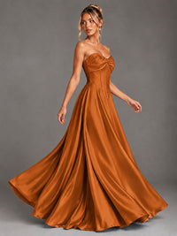 Sweetheart Neck Strapless Satin A-Line Prom Dress