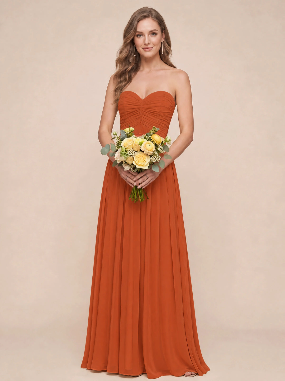 Strapless Pleated Chiffon A-Line Bridesmaid Dress