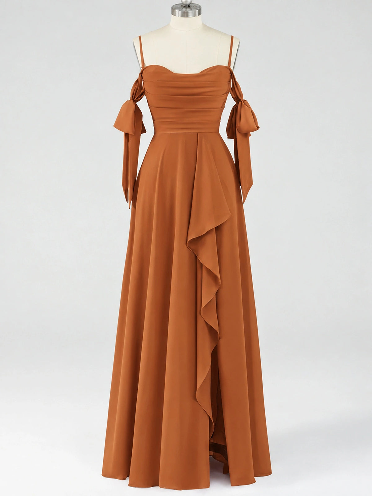 A-Line Ruffles Chiffon Bridesmaid Dress with Slit