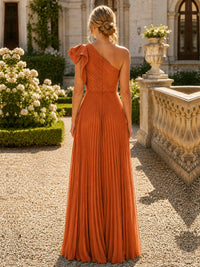 One Shoulder Pleated Chiffon A-Line Floor-Length Bridesmaid Dress