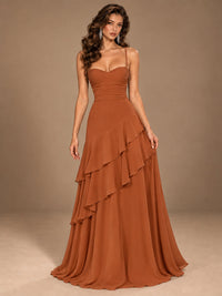Sweetheart A-Line Ruffle Prom Dress with Spaghetti Straps